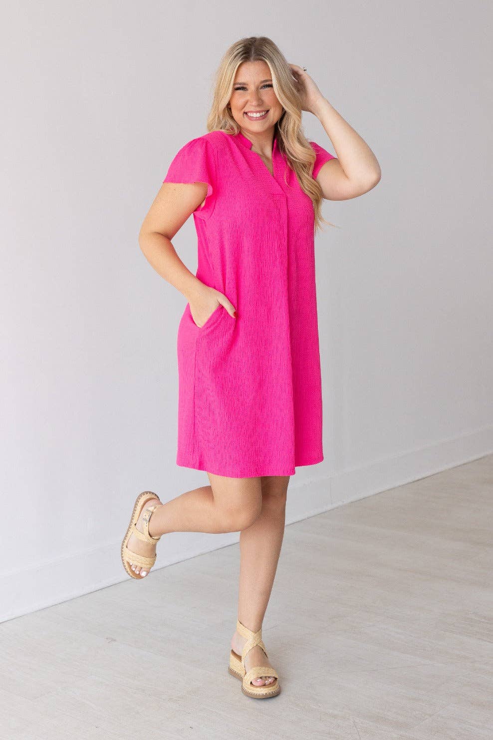 The Nicole Dress, Hot Pink: Pink / 3XL