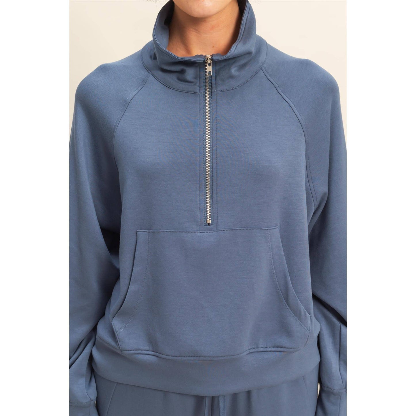 Scuba Half Zip-Up High Neck Collar Sweatshirt: BLACK / S-M-L(2-2-2)
