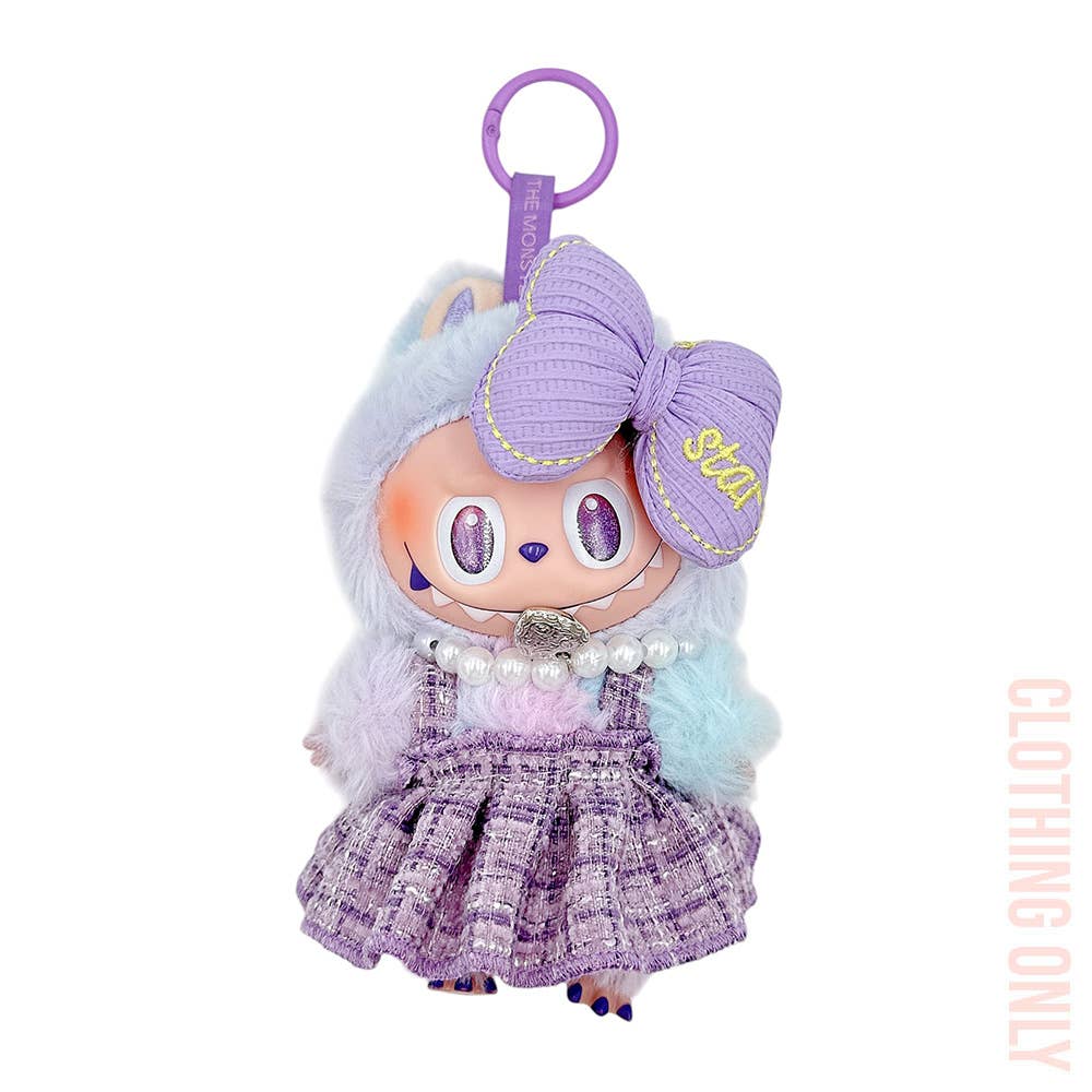 Adorable Labubu Compatible Mini Dress Outfit Set: Blue