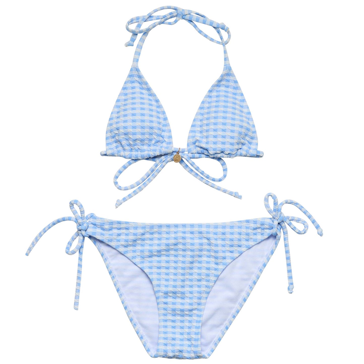 Seaside Gingham Charm Triangle Bikini: 10 (9-10y)