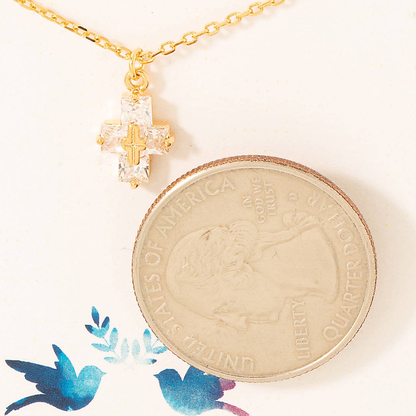 Gold Dipped Cz Cross Pendant Necklace: S