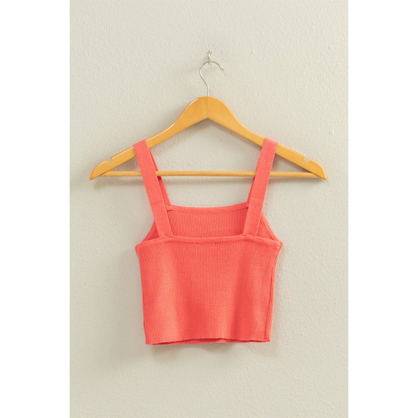 Ribbed Cropped Tank Top: CORAL / S-M-L(2-2-2)