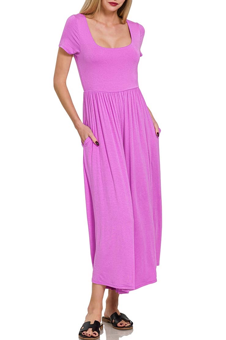 Double Layered Short Sleeve Jumpsuits: BLACK / 2-2-2 (S-M-L)