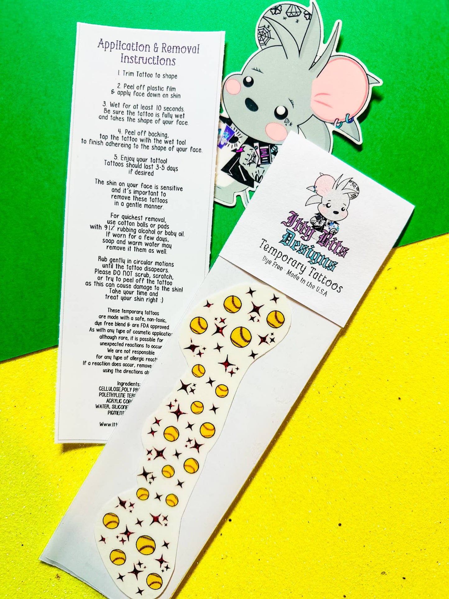 Softball Freckle Temporary Tattoos: Large