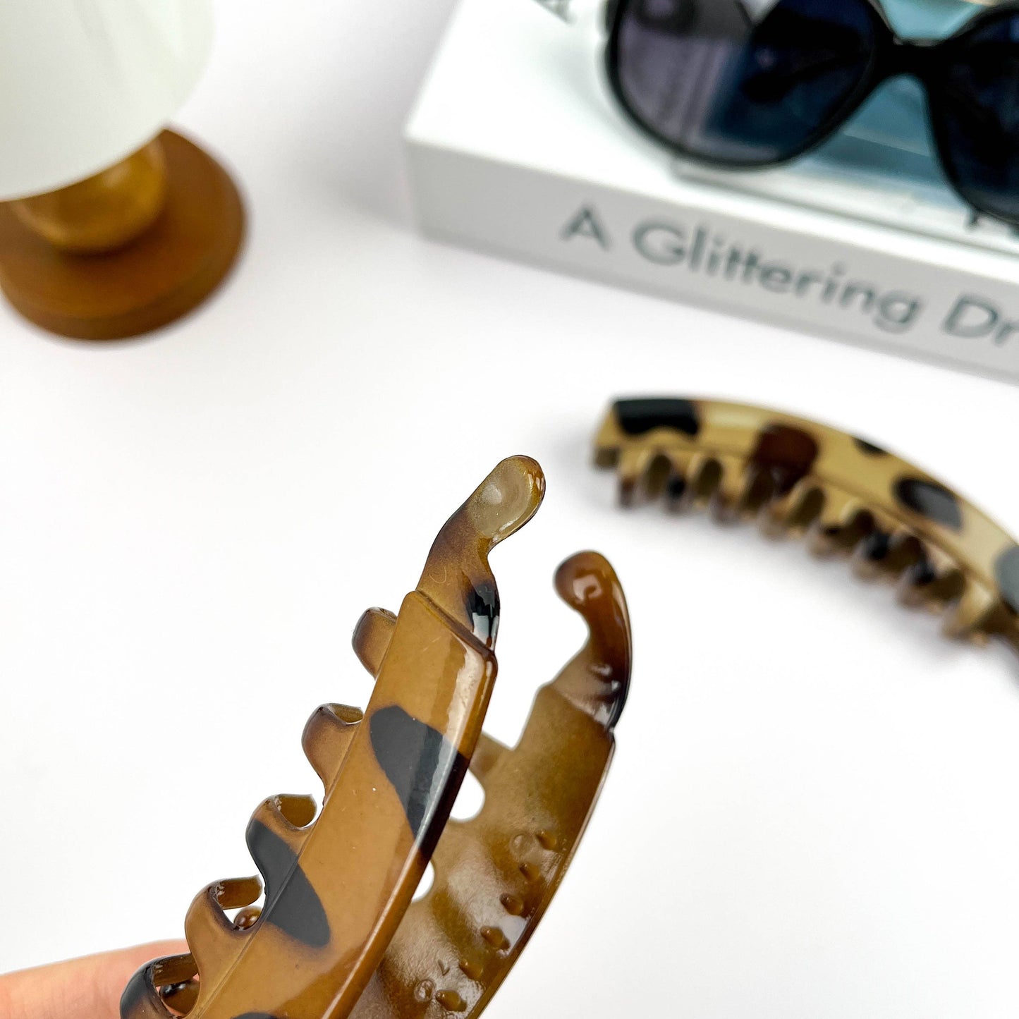 Vintage Leopard Print Hair Clip, Banana Clip: Light Brown