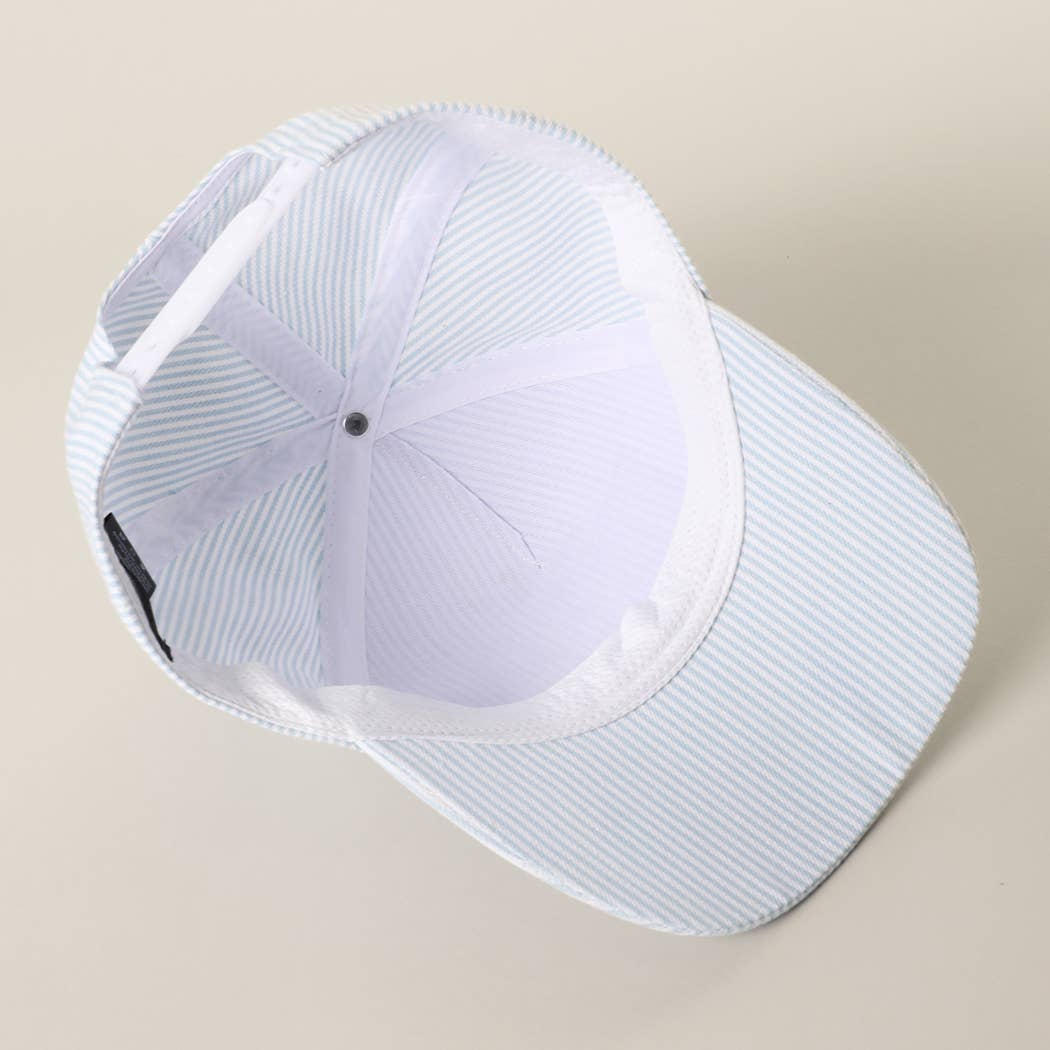 USA Embroidered Patch Varsity-Style Stripe Trucker Hat 
: PINK