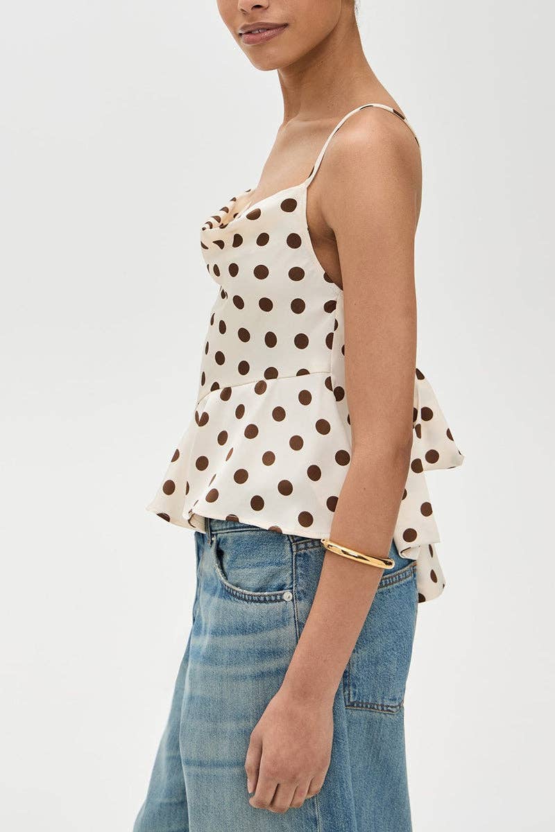 Polka Dot Cami Top: BEIGE / L