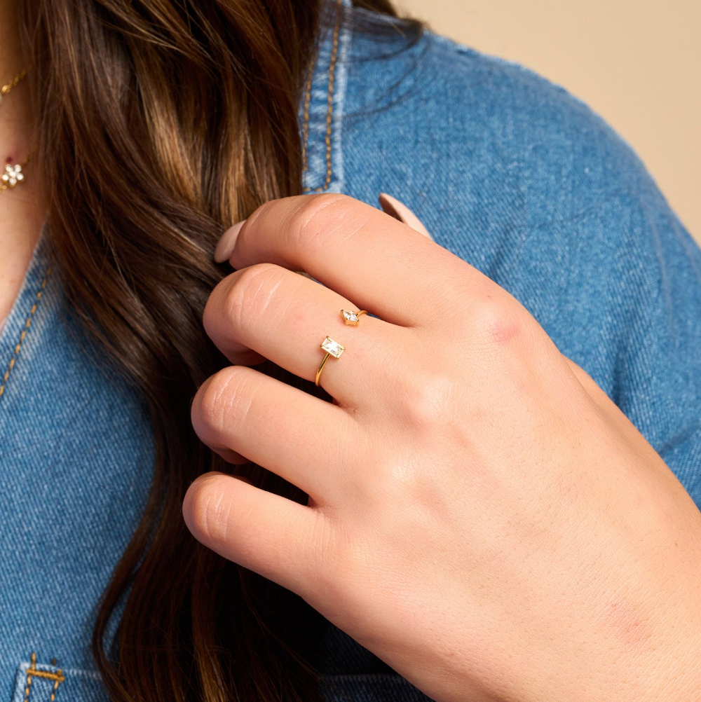 Rosie Dainty Crystal Adjustable Ring: 8/9