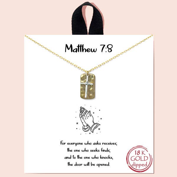 Matthew 7 8 Cross Necklace: MAT GOLD / ONE SIZE(1)