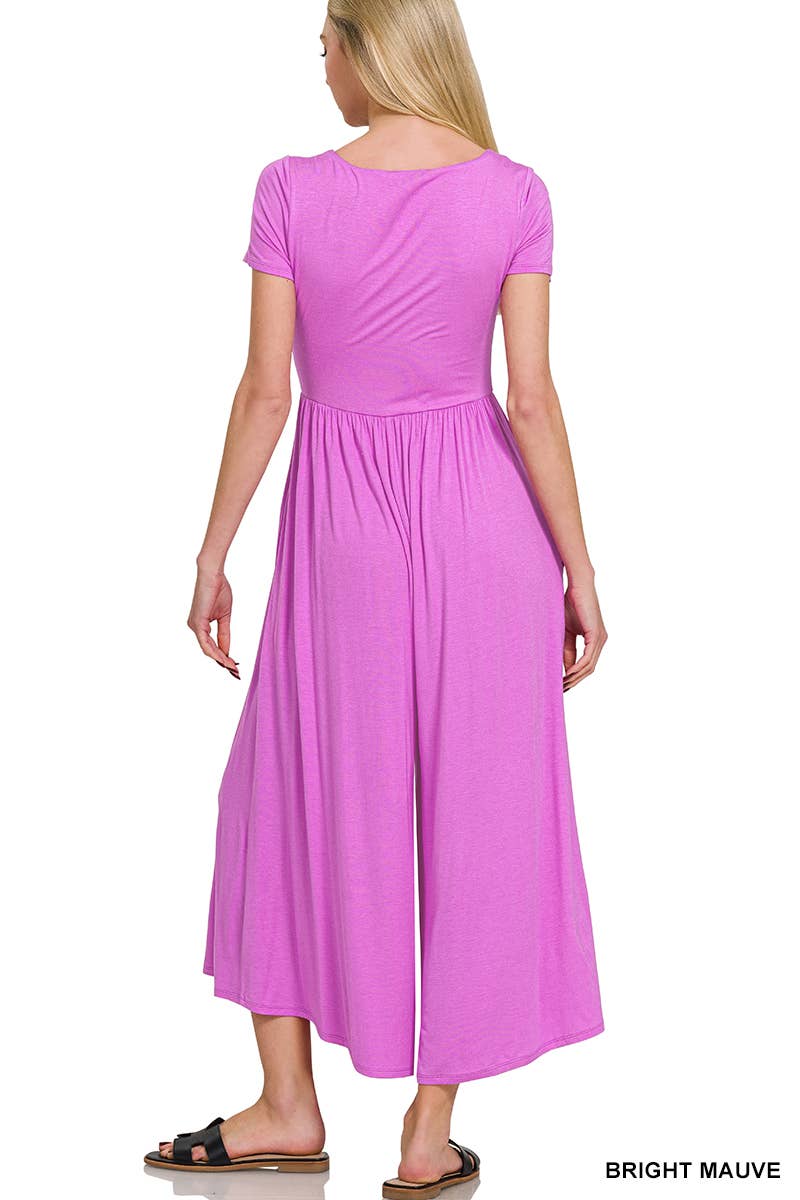 Double Layered Short Sleeve Jumpsuits: BLACK / 2-2-2 (S-M-L)
