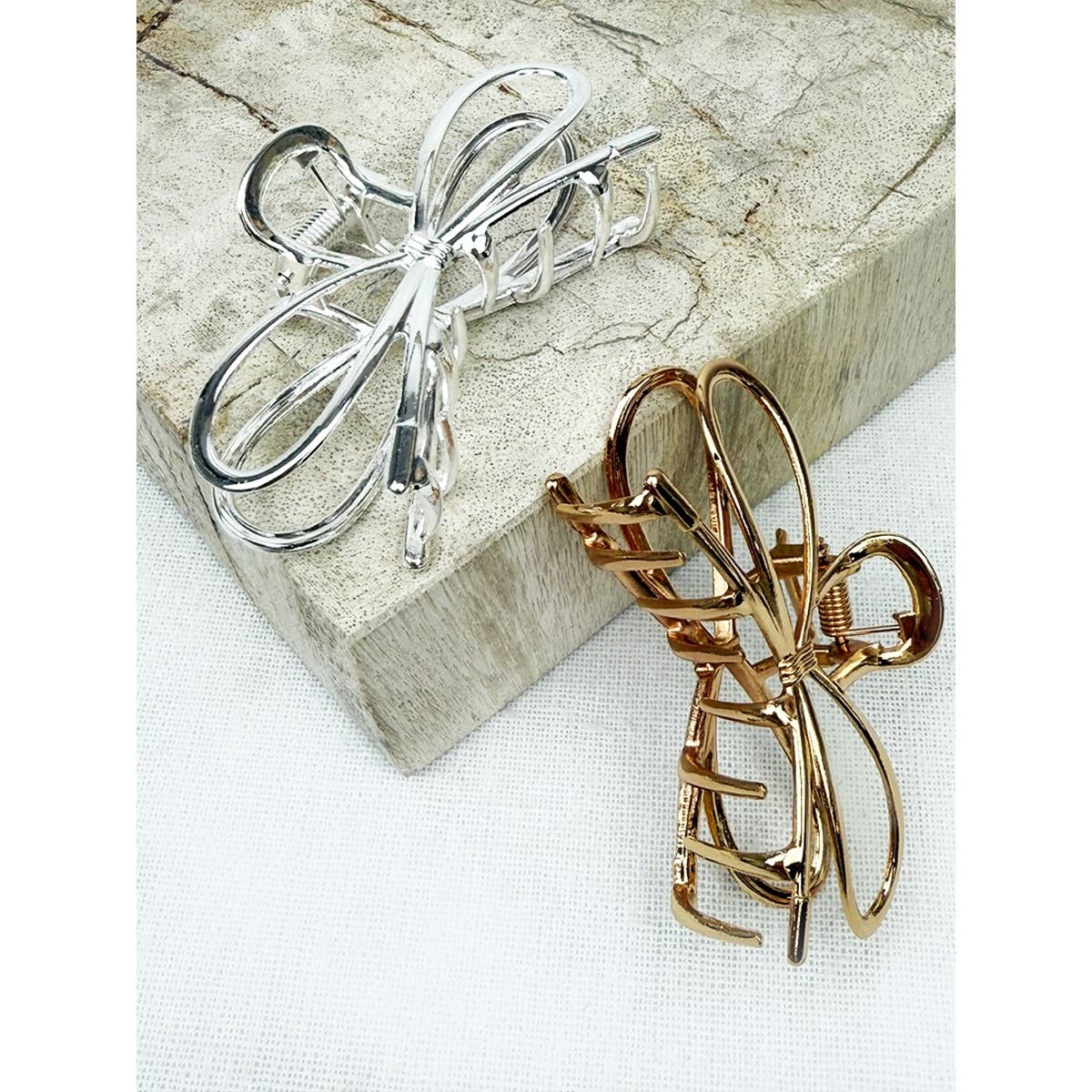 Metal Bow Shape Hair Claw Clips: MIX COLOR / ONE(12)