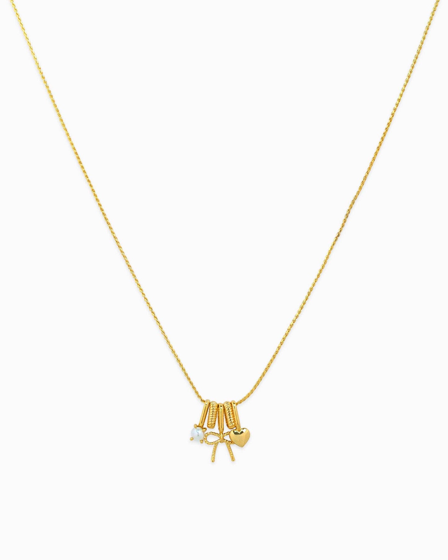Charmed in Bow Rondelle Necklace: Rhodium