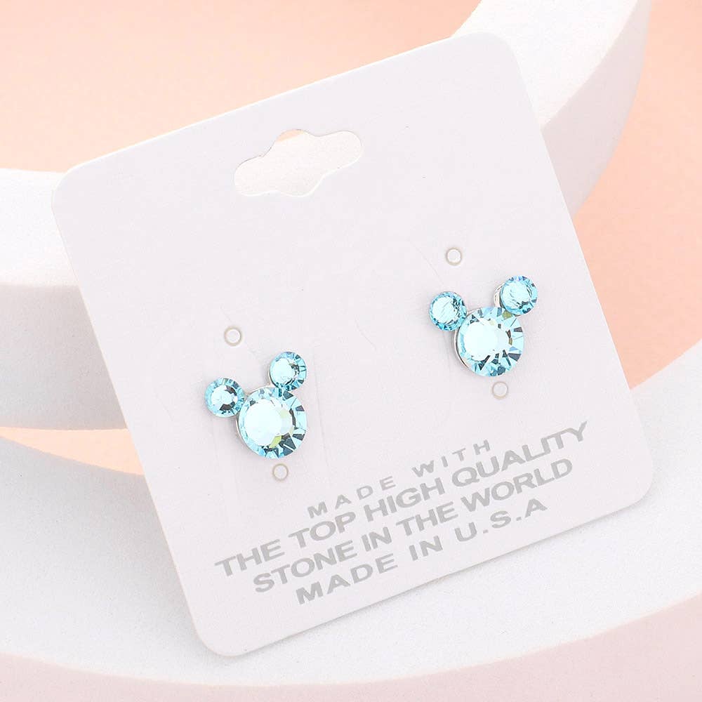 Mouse Character Stud Earrings: Emerald