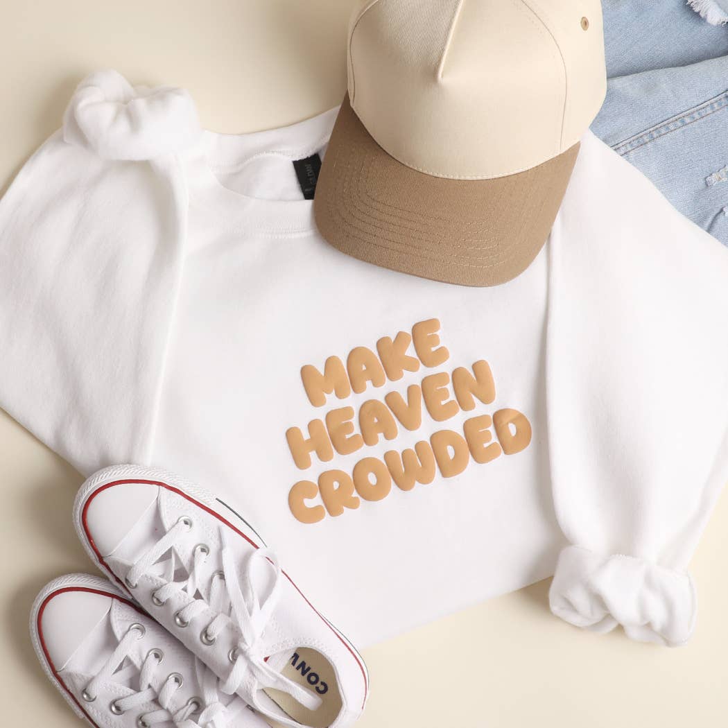 MAKE HEAVEN CROWDED PUFF Print Heavyweight Sweatshirt: LT BLUE / XL