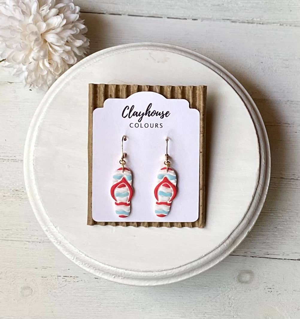 Fourth of July Handmade Earrings | Red White & Blue Earrings: Medium Stars & Stripes