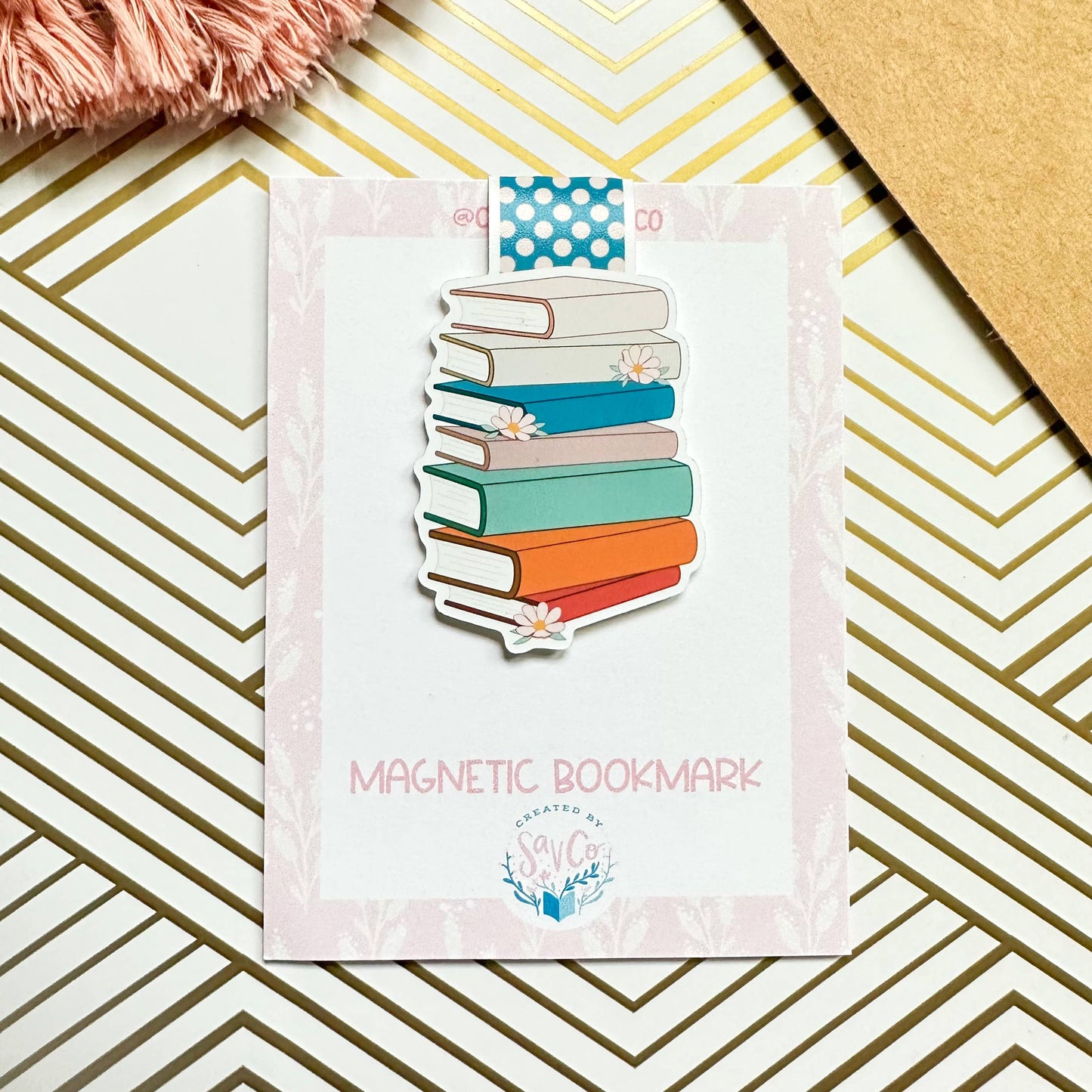 Floral Bookstack Cute Magnetic Bookmark - Bookish