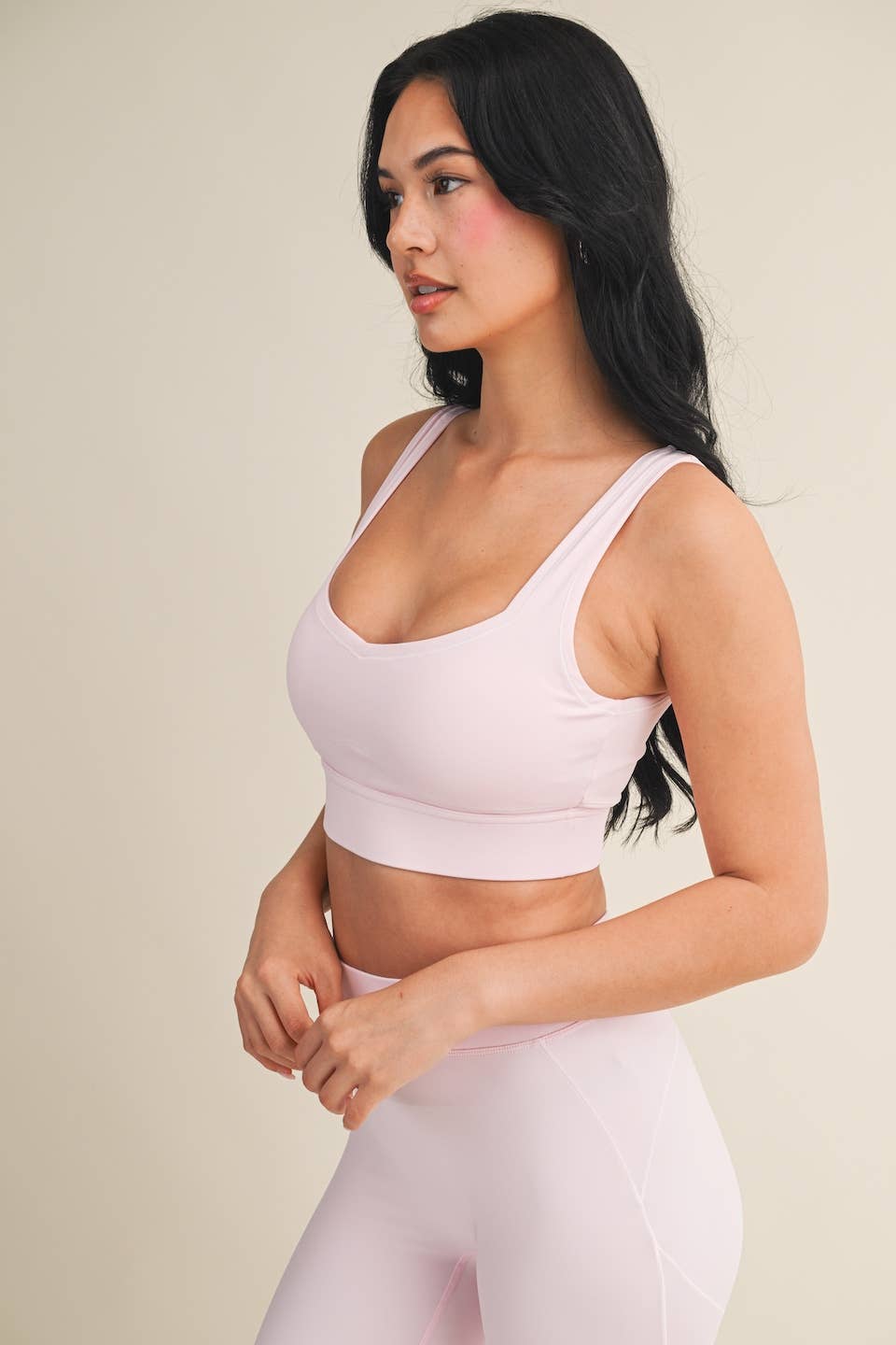 Contrast Thread Sports Bra: Black / M