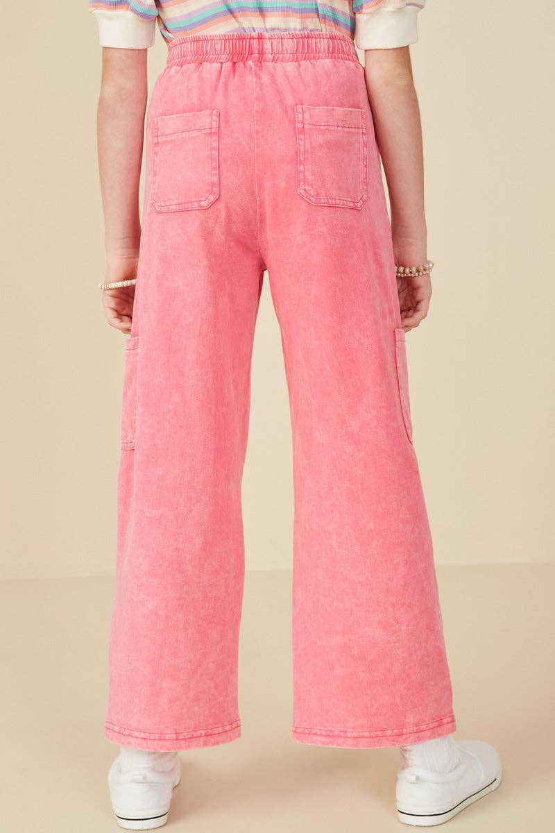 Girls Washed Cargo Pocket Detail Wide Leg Knit Pants - 4Pc: Rust / Pack