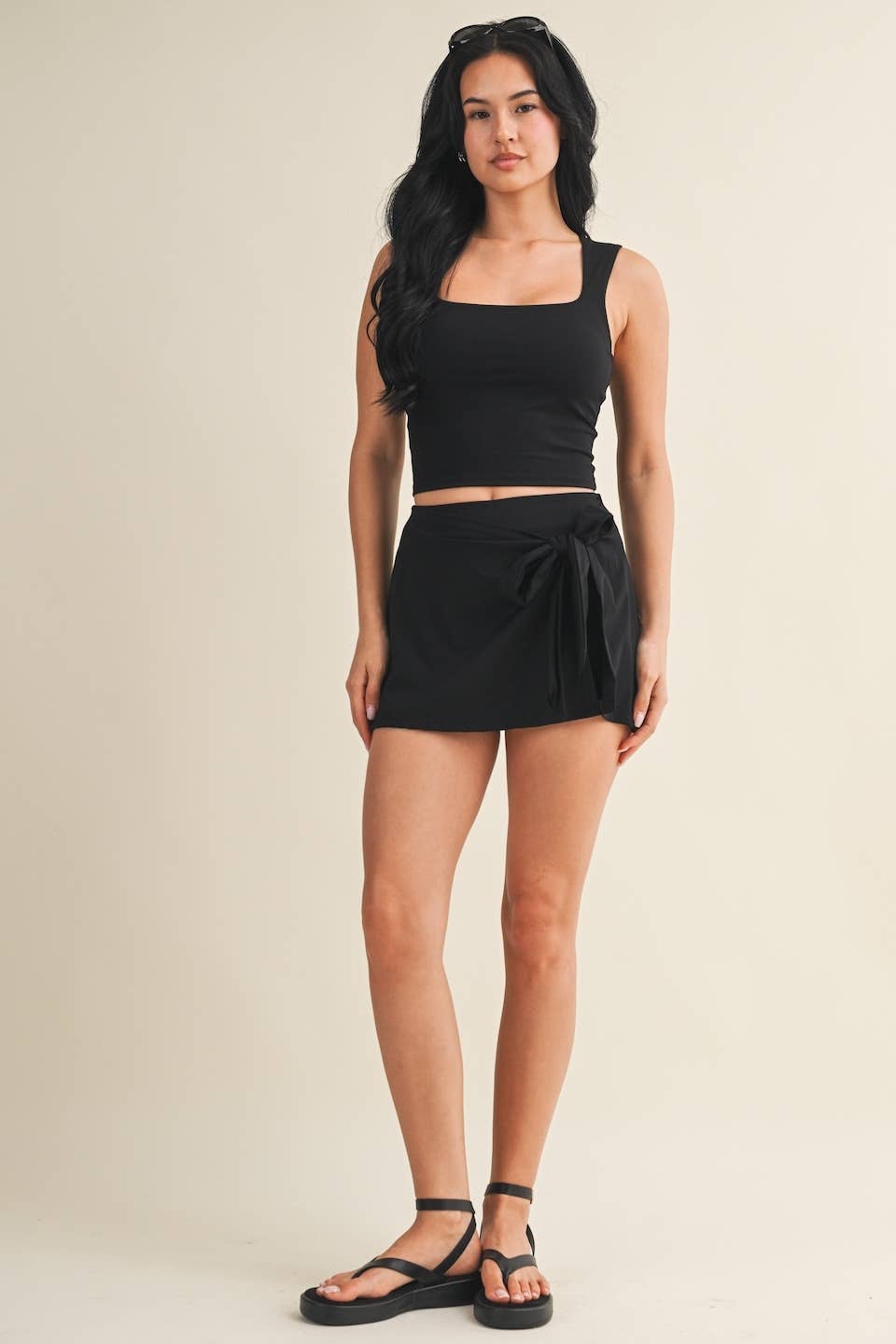Wrap Tie Skort: Black / S
