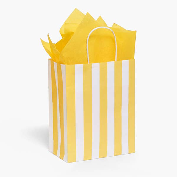 Yellow Cabana Stripe Paper Gift Bags: 250 Pack / Vogue 16x6.25x12.25"