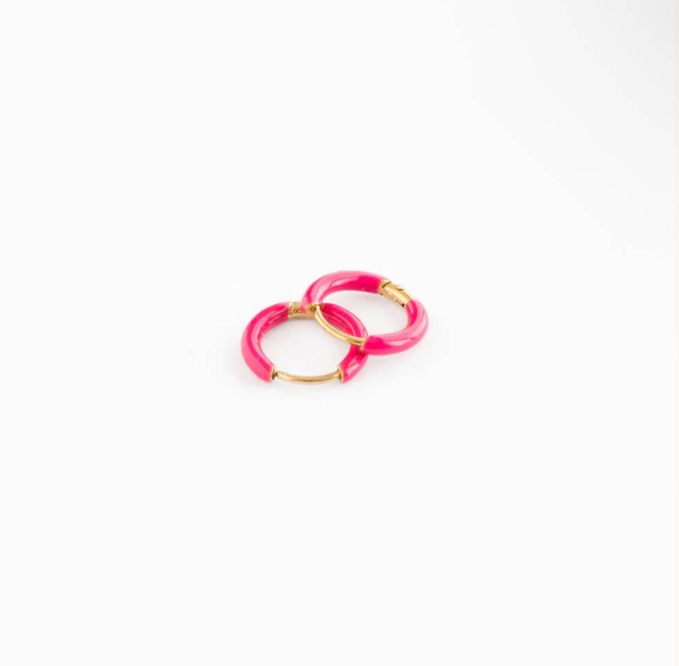 Enamel Hoop Earrings - Hypoallergenic, Flat Back, Girl Gift: Purple