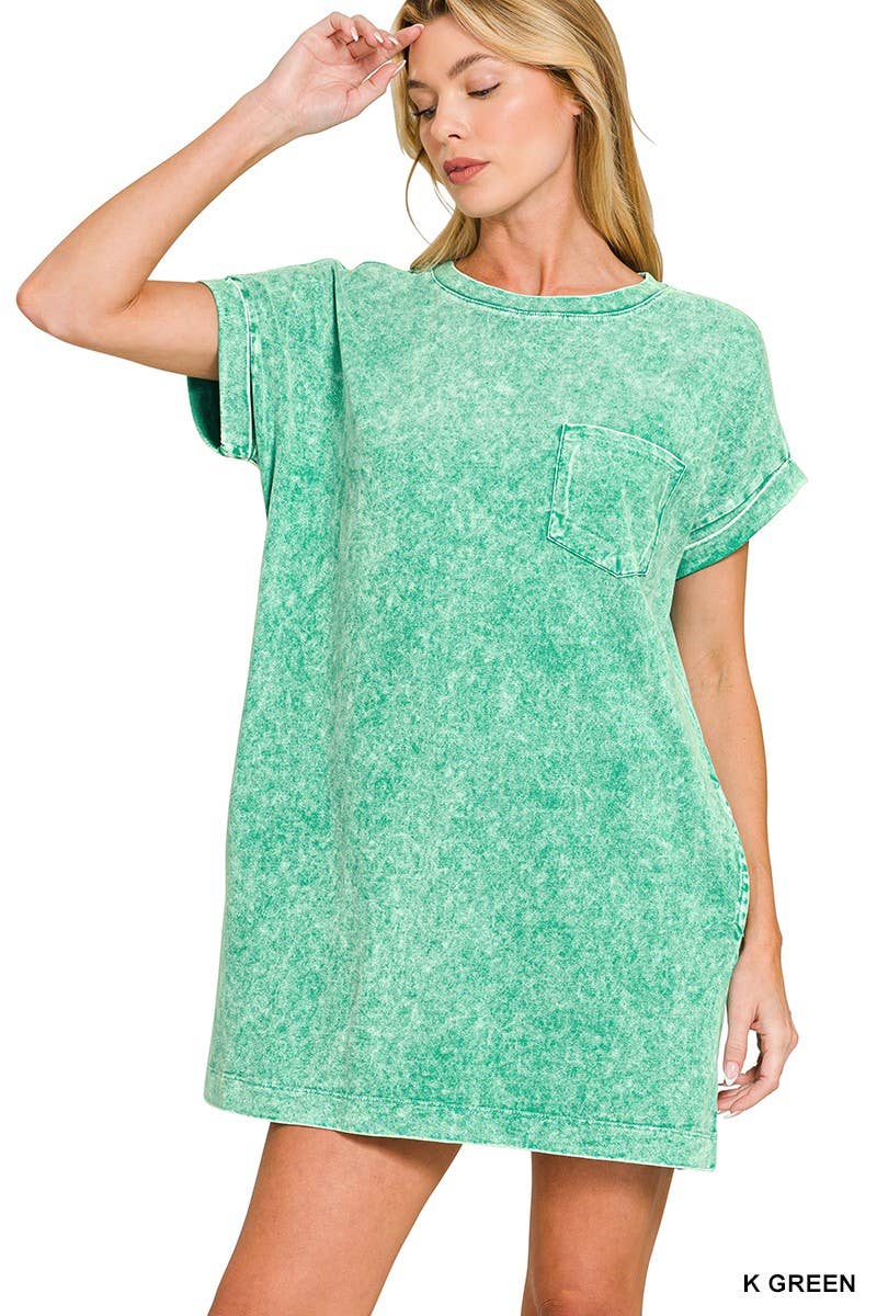 Halo Washed Premium Cotton T-shirts Dress: DEEP SKY / 2-2-2(S-M-L)