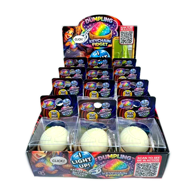 Fun Doh Dumpling Light-Up Click Fidget Keychain - 12/Display: Wholesale Price