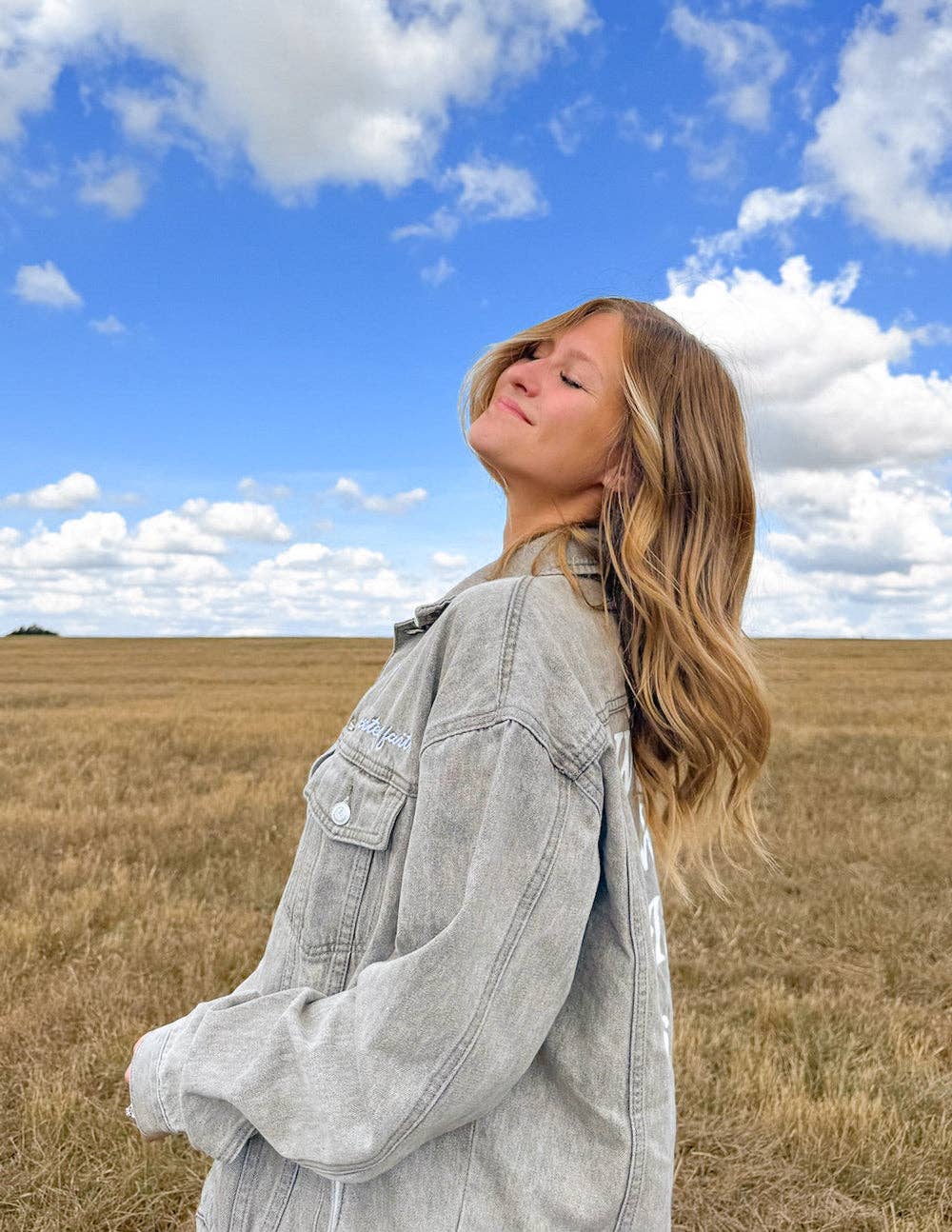 What a Friend in Jesus Grey Denim Jacket: M