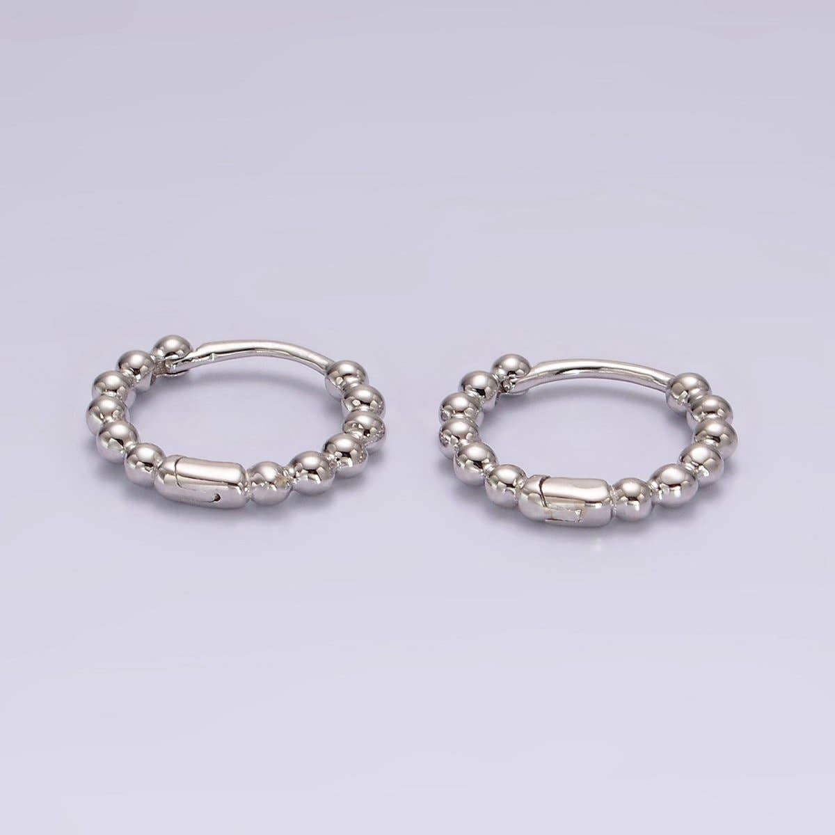 Dainty 14K Gold Filled Beaded Ball Round Bubble Huggie Hoop: Yellow Gold