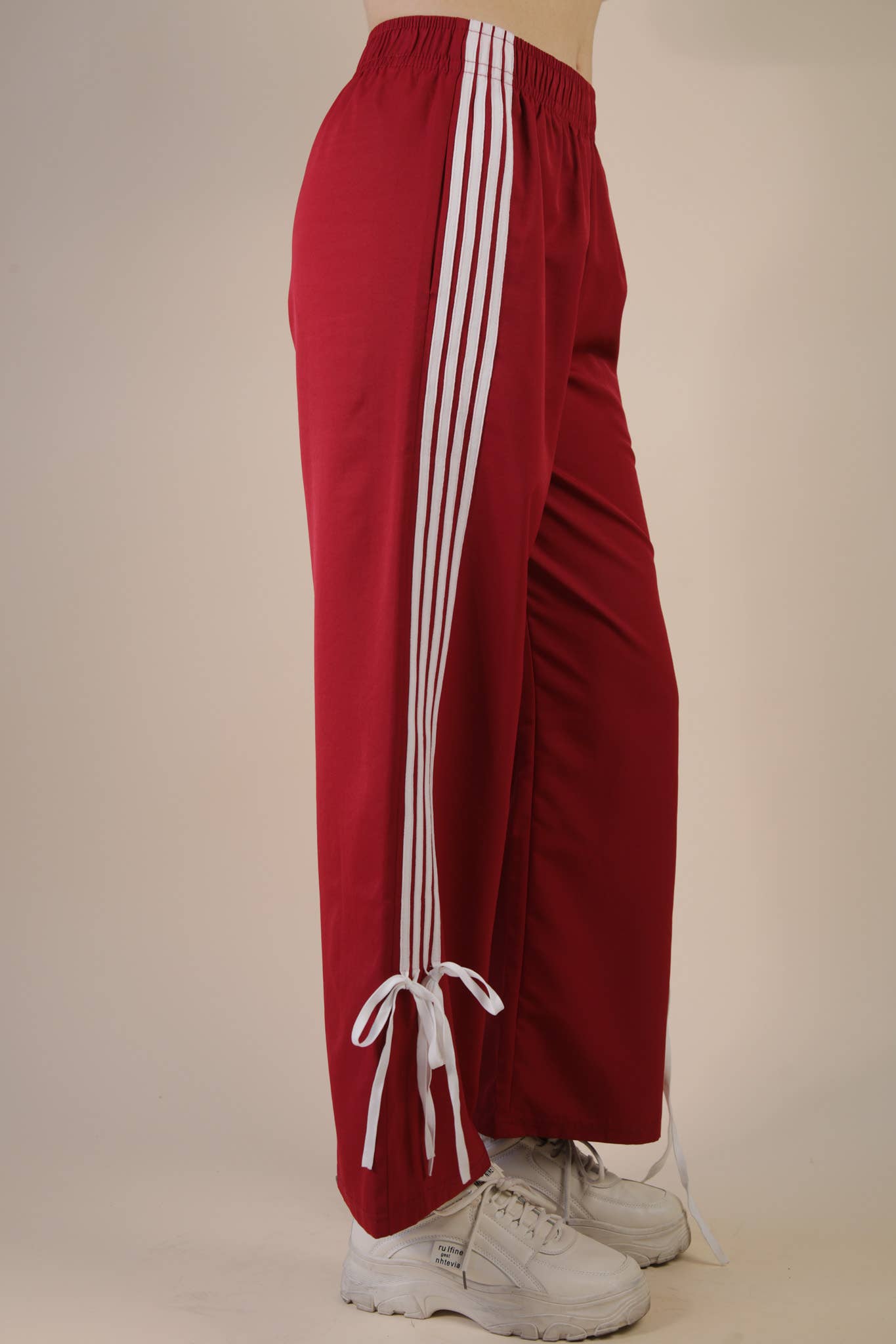 NP70839-Side Ribbon Detail Jersey Pants: BLACK / S-M-L/2-2-2