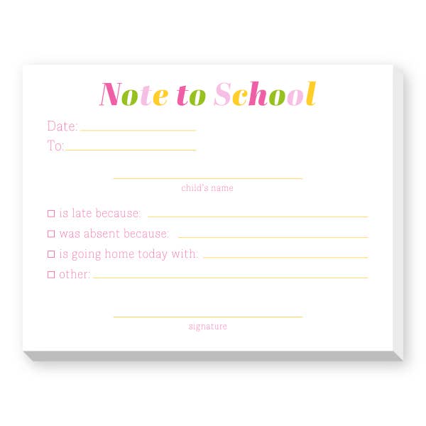PASTEL NOTE TO SCHOOL DITTIE NOTEPAD