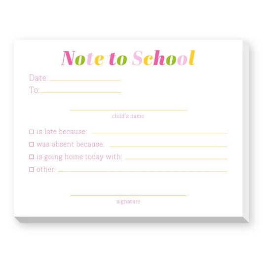 PASTEL NOTE TO SCHOOL DITTIE NOTEPAD