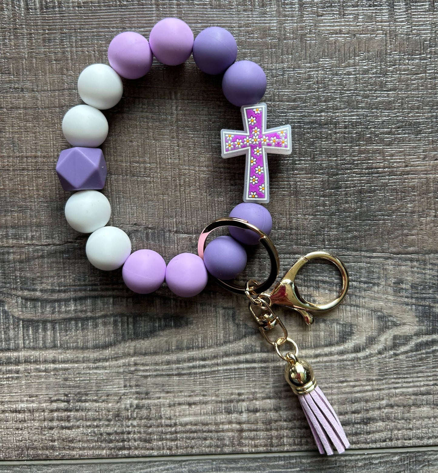 He is Risen Floral Cross Wristlet Keychain: Teal