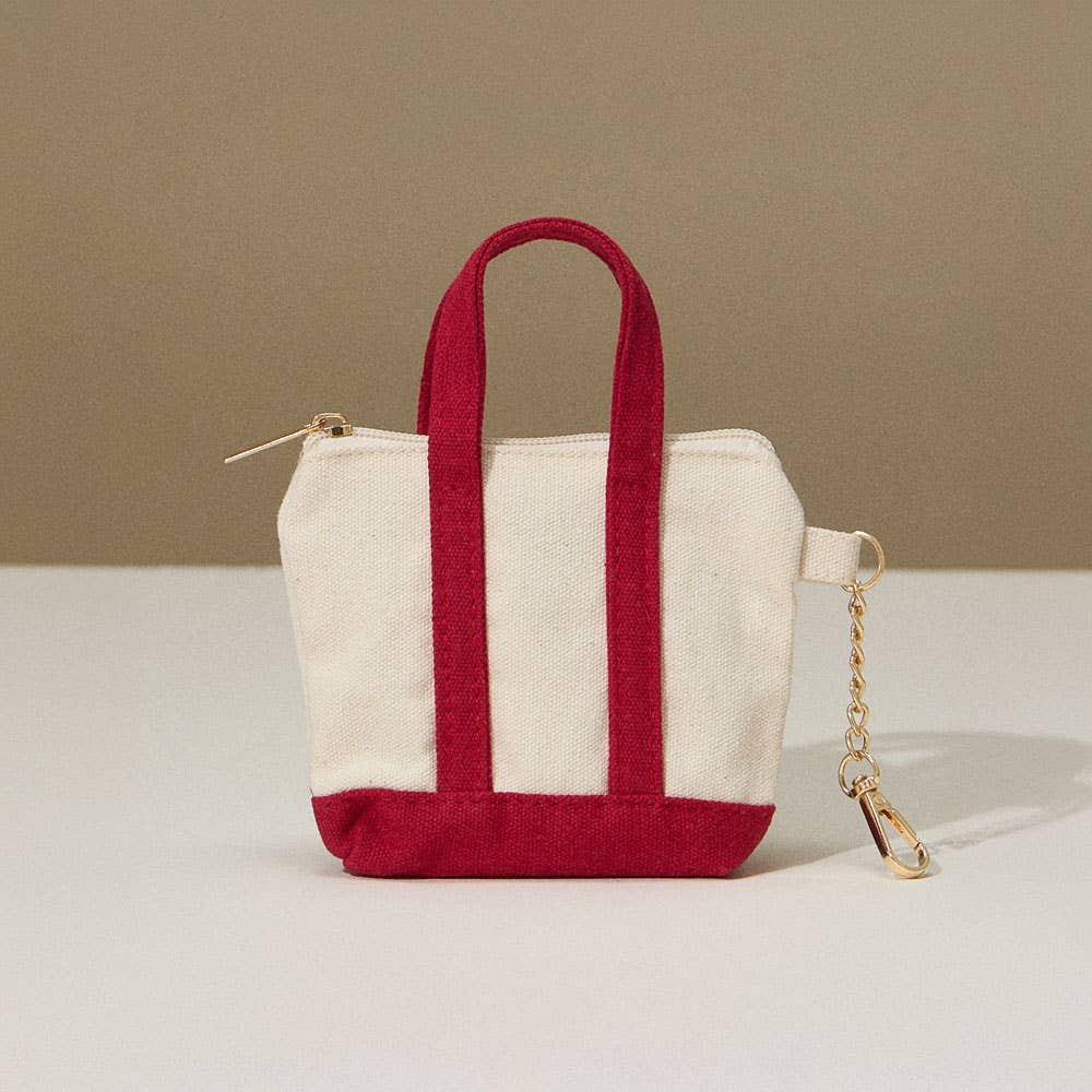 Mini Canvas Pouch Bag / Bag Charm: TAUPE