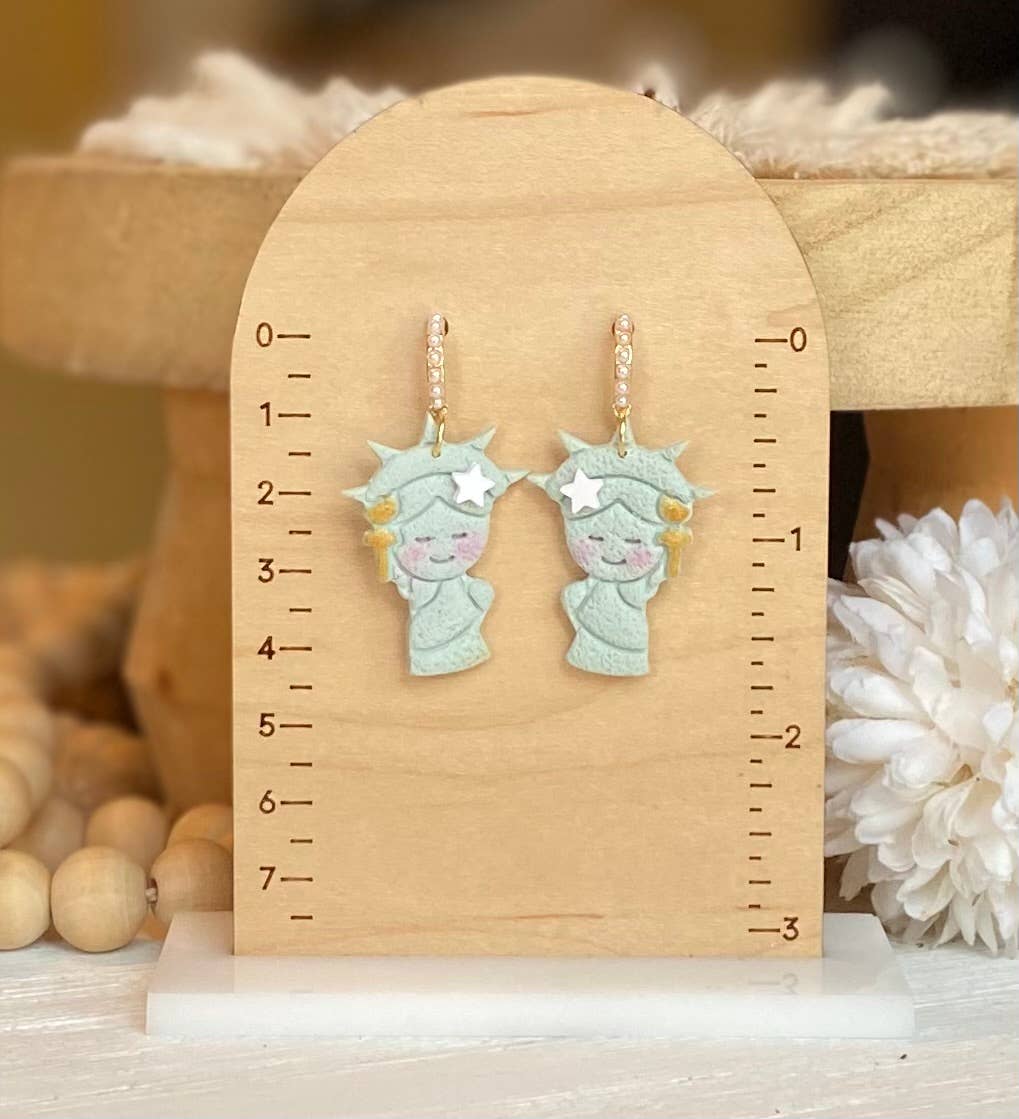 Fourth of July Handmade Earrings | Red White & Blue Earrings: Heart Flag