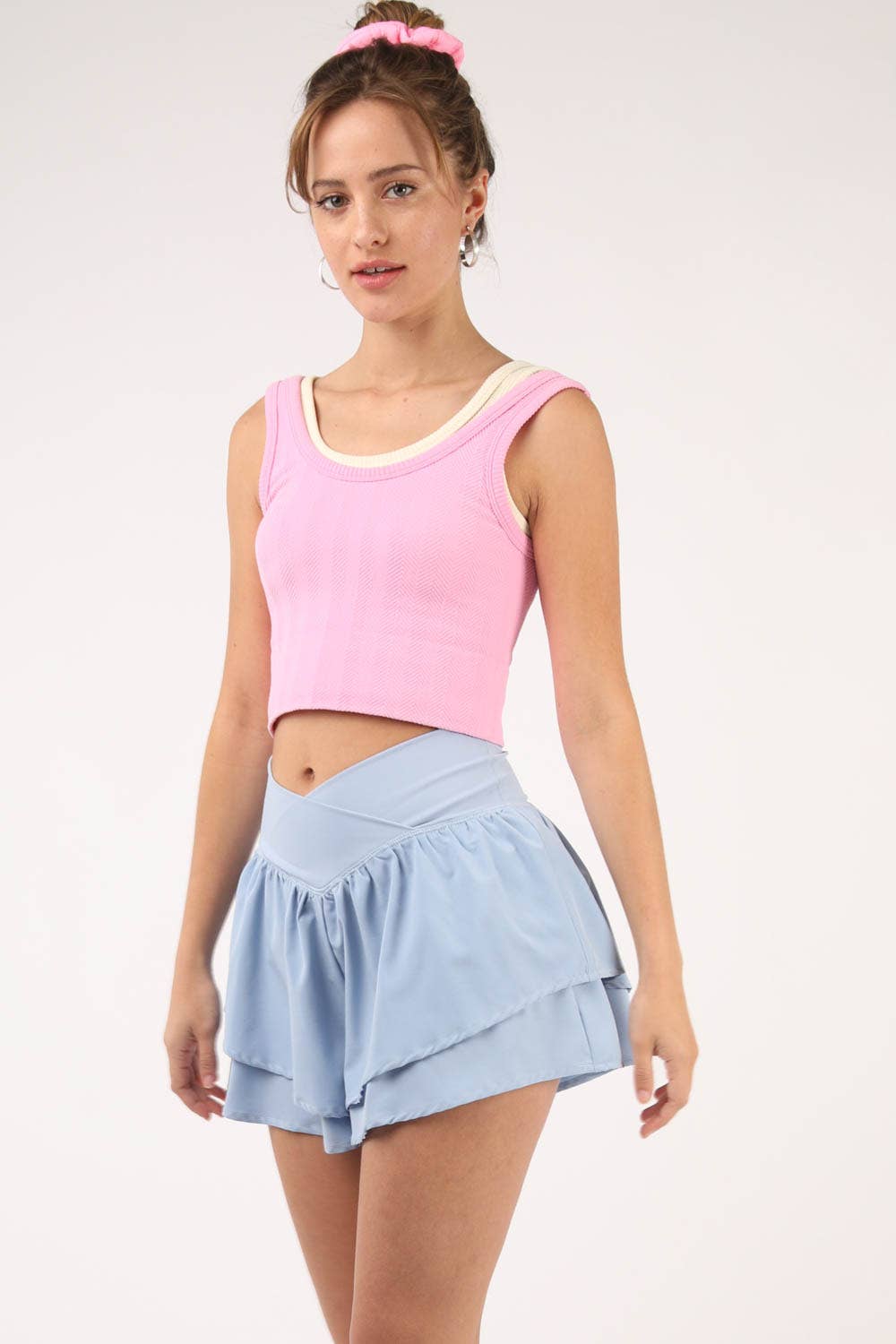 NP70343-V-Shaped Waist Athletics Activewear Shorts: SAGE / S-M-L/2-2-2