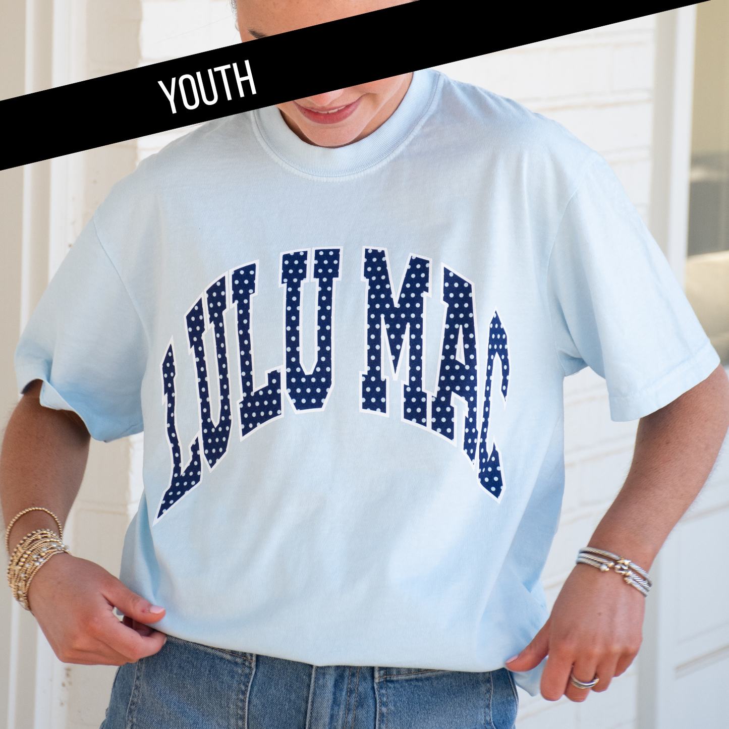 KD-PD-1001 Dot Chambray Youth Comfort Colors Tee: Chambray / Medium