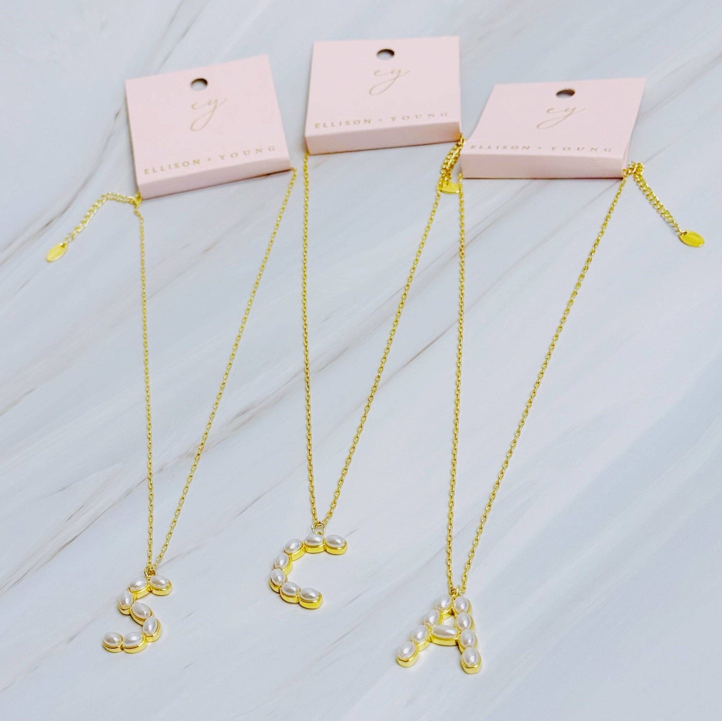 Pearl Mosaic Initial Pendant Necklace: G