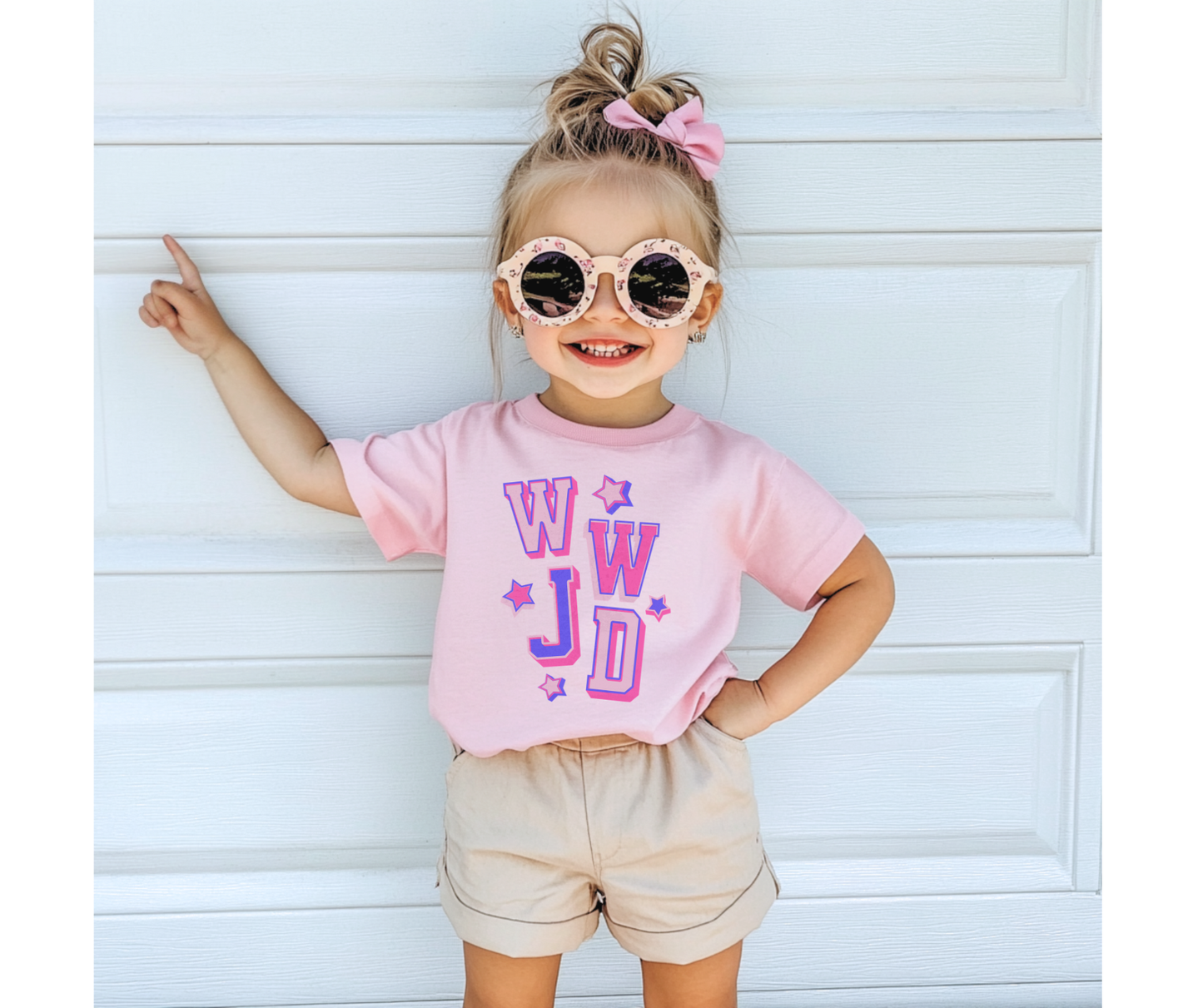 WWJD Pink Youth Faith Graphic Tee: YM (10-12)