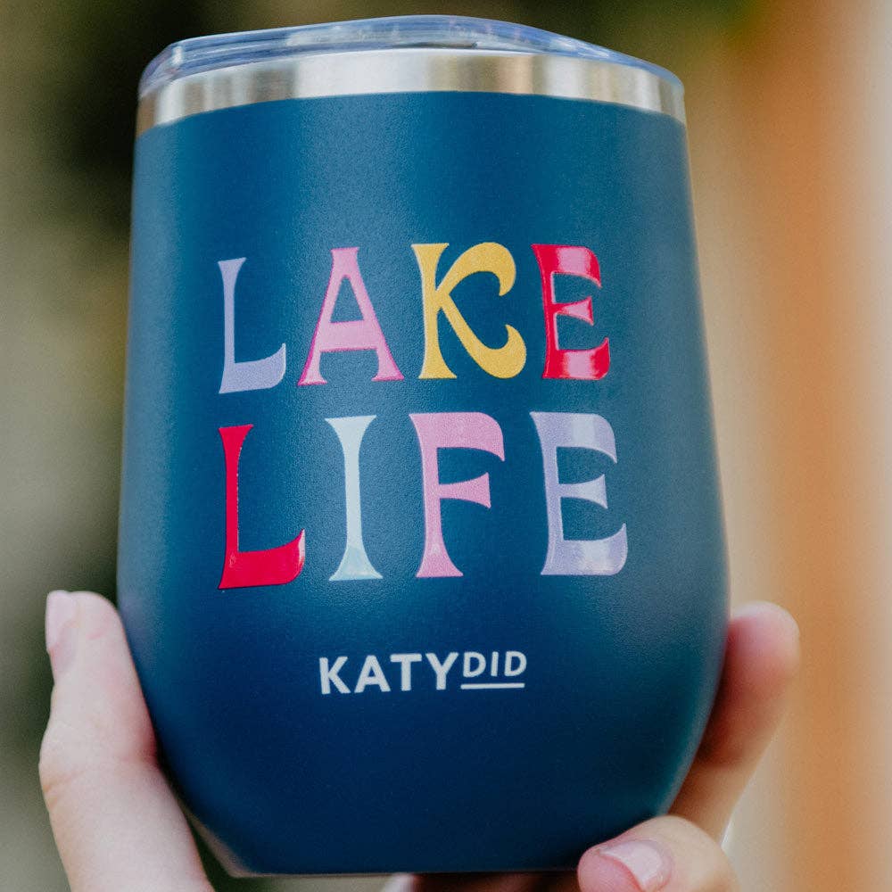Lake Life Stainless Steel WINE TUMBLER: Navy